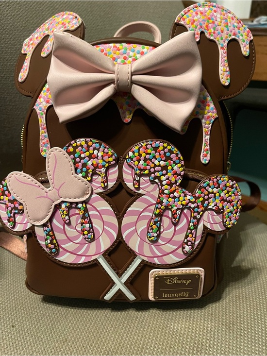 Loungefly Handbags - Loungefly Brown & Pink Minnie Ice Cream Drip Mini Backpack